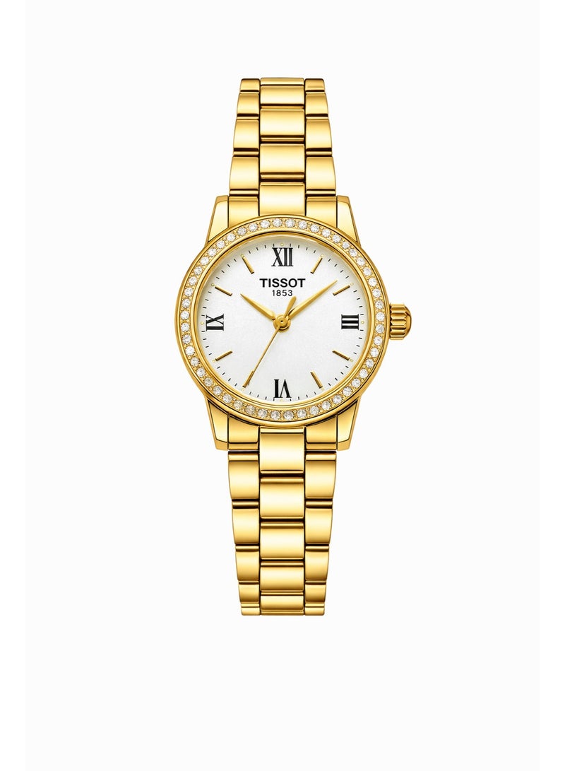 Ladies Gold-Tone Stainless Steel Watch with Crystal Bezel by Tissot